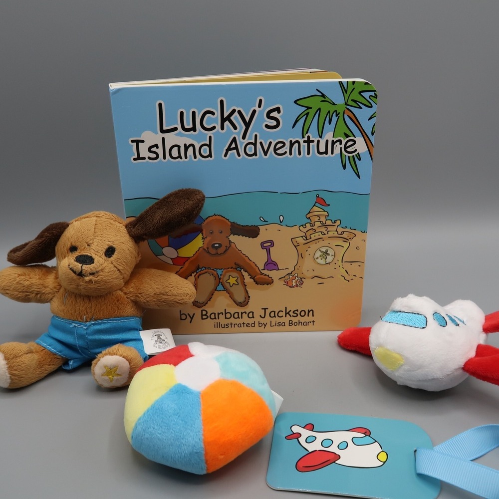 Lucky's Island Adventure Gift Set plush dog by Barbara Jackson